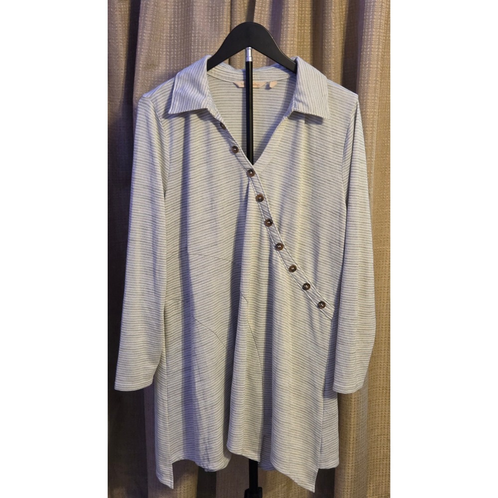 Soft Surrounding Tamara Tunic Asymmetrical Button Front Blouse Women's Size XL